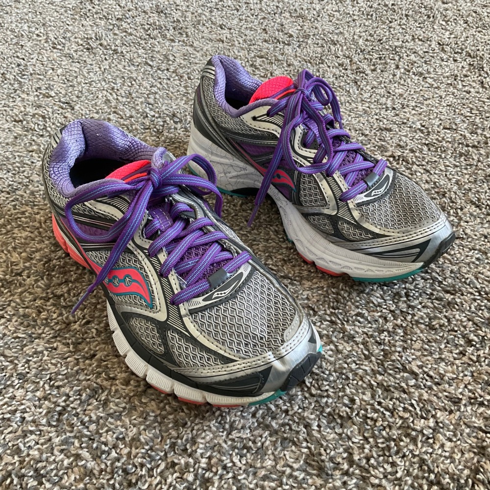 Saucony Guide 7 Running Shoes 7 Silver Purple Pink Stability Trainer Gym